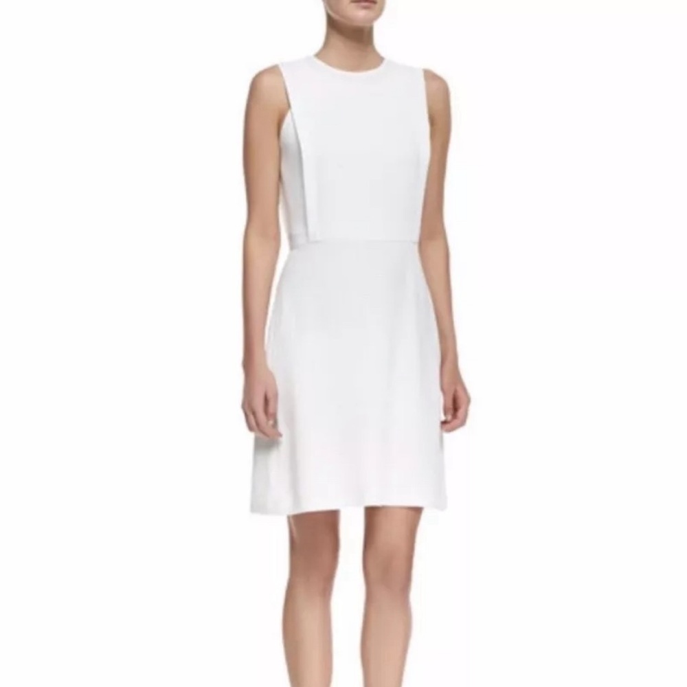 Theory Rimlan Spiaggia White Sleeveless A-line Crepe Dress